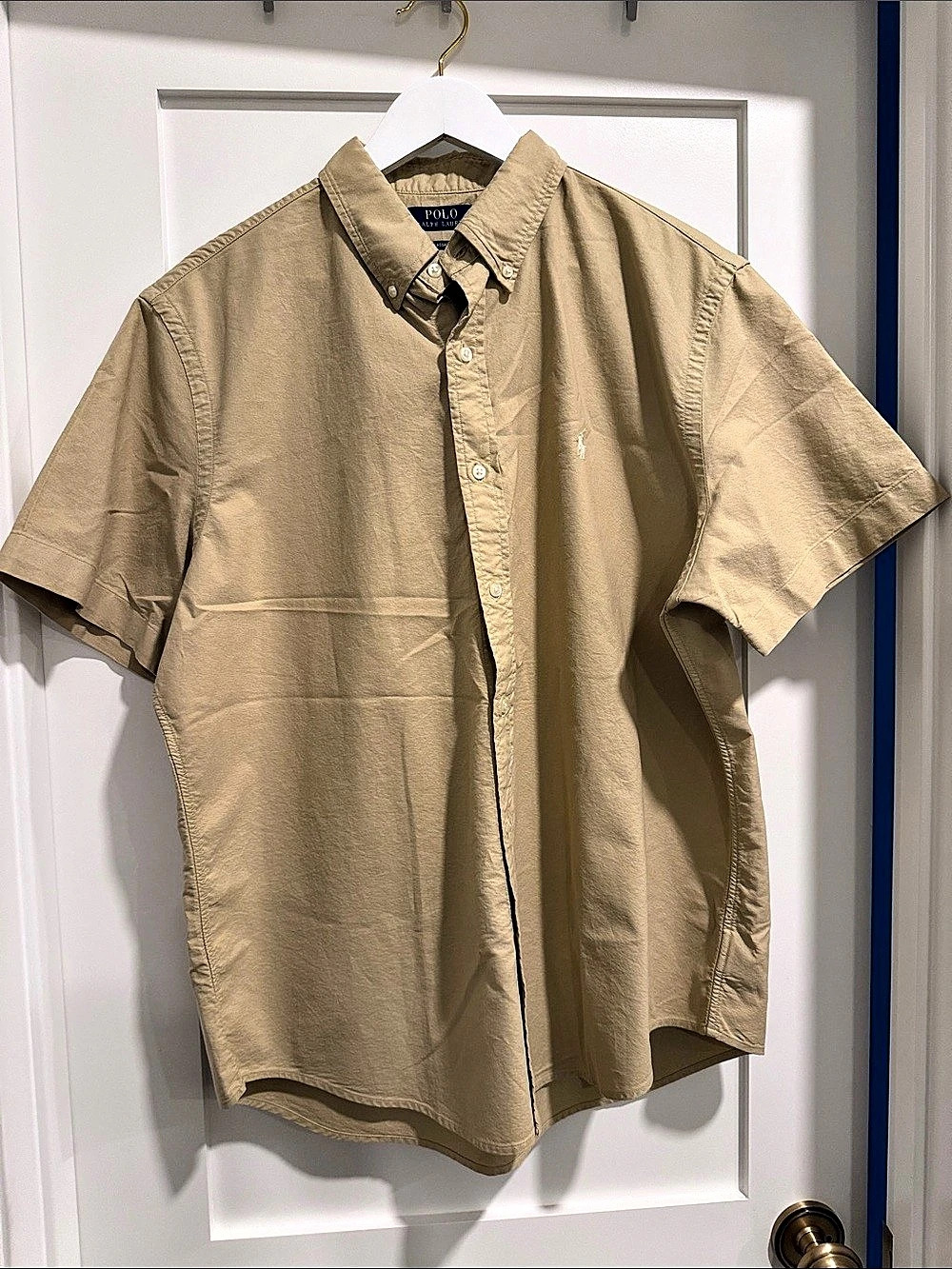 Polo Ralph Lauren Classic Fit Short-Sleeve Oxford Shirt Tan XL